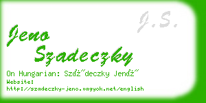 jeno szadeczky business card